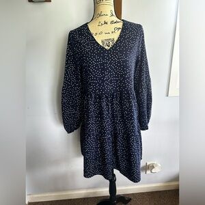 Tunic dress nautical navy peasant bohemian coastal ruffle v neck
